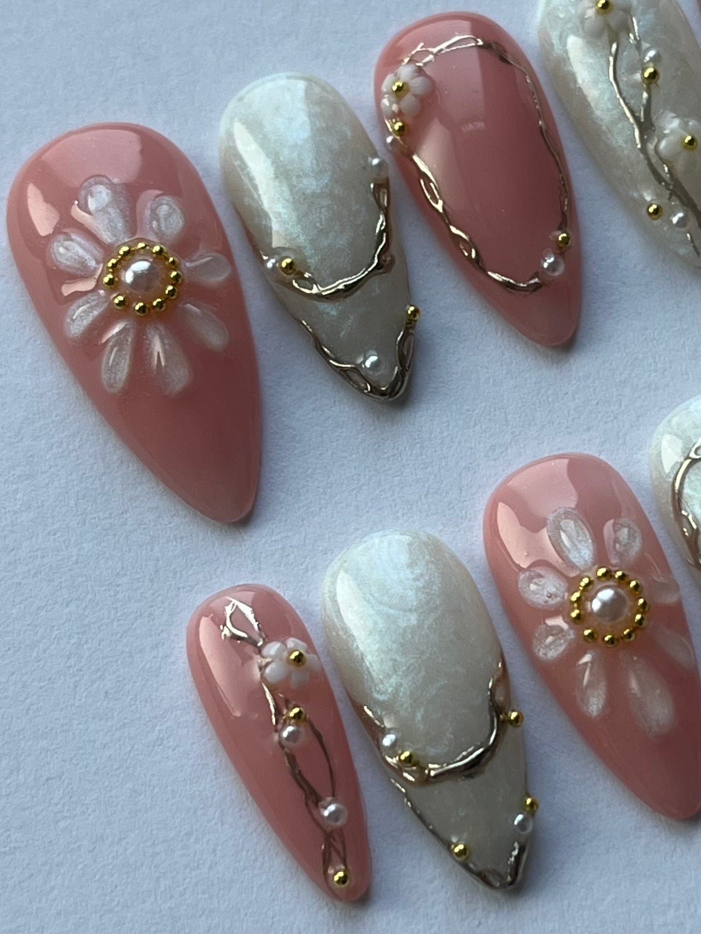 Gold Pearlescent Nails