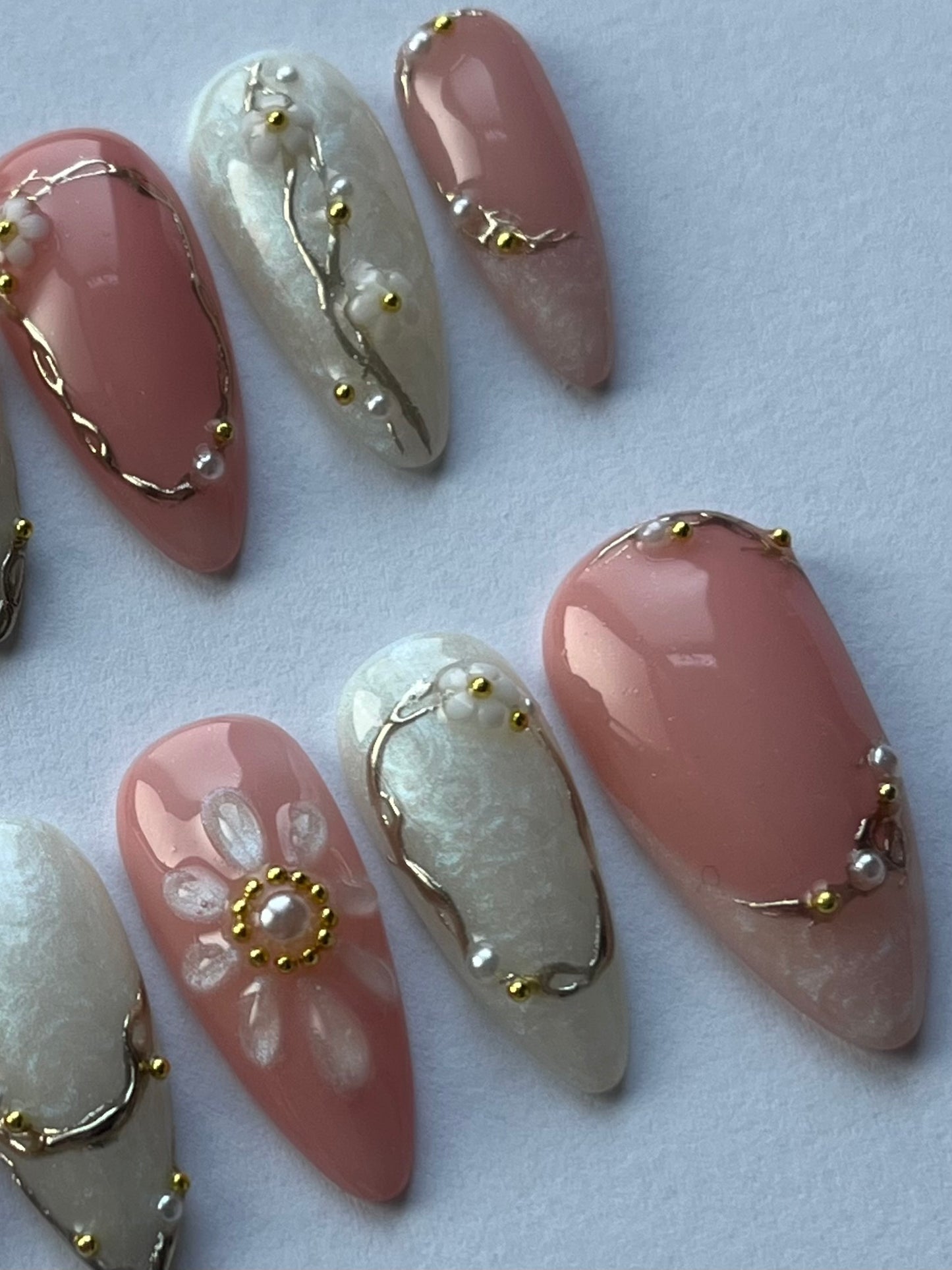 Gold Pearlescent Nails