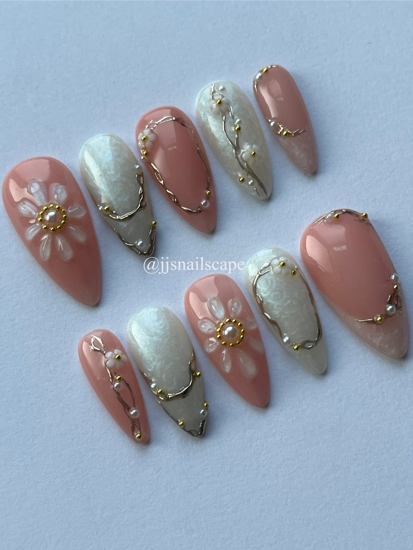 Gold Pearlescent Nails