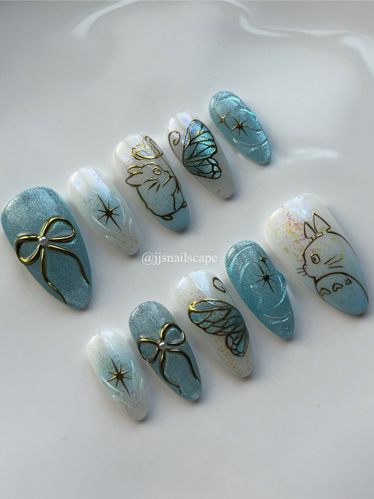 Blue Totoro Nails