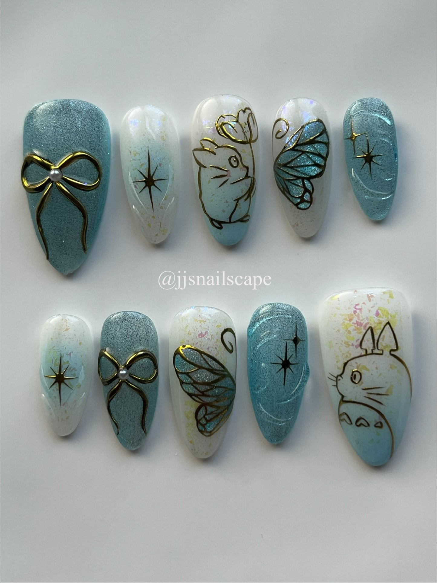 Blue Totoro Nails