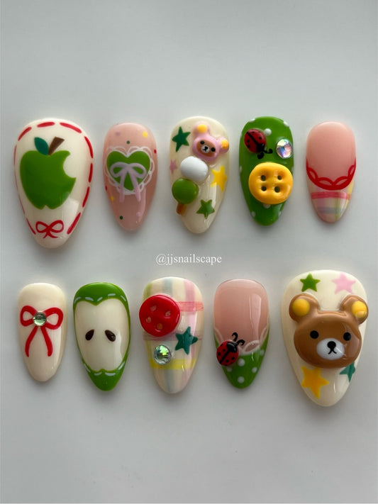 Green Apple Rilakkuma Nails