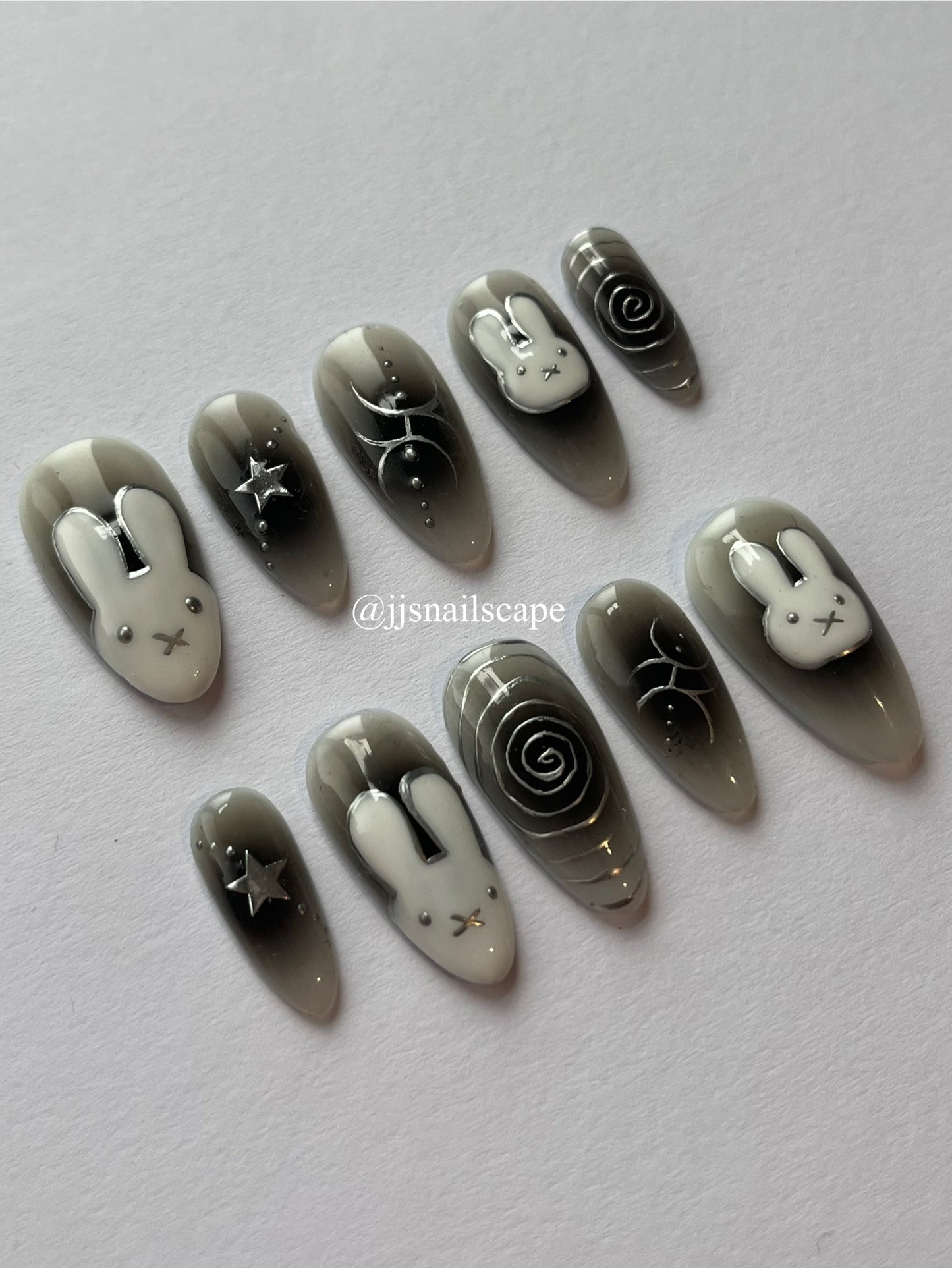 Silver Miffy Nails