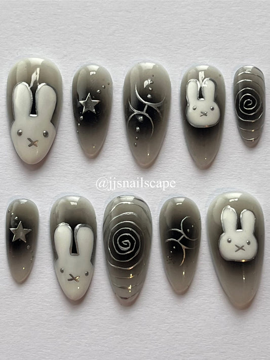 Silver Miffy Nails