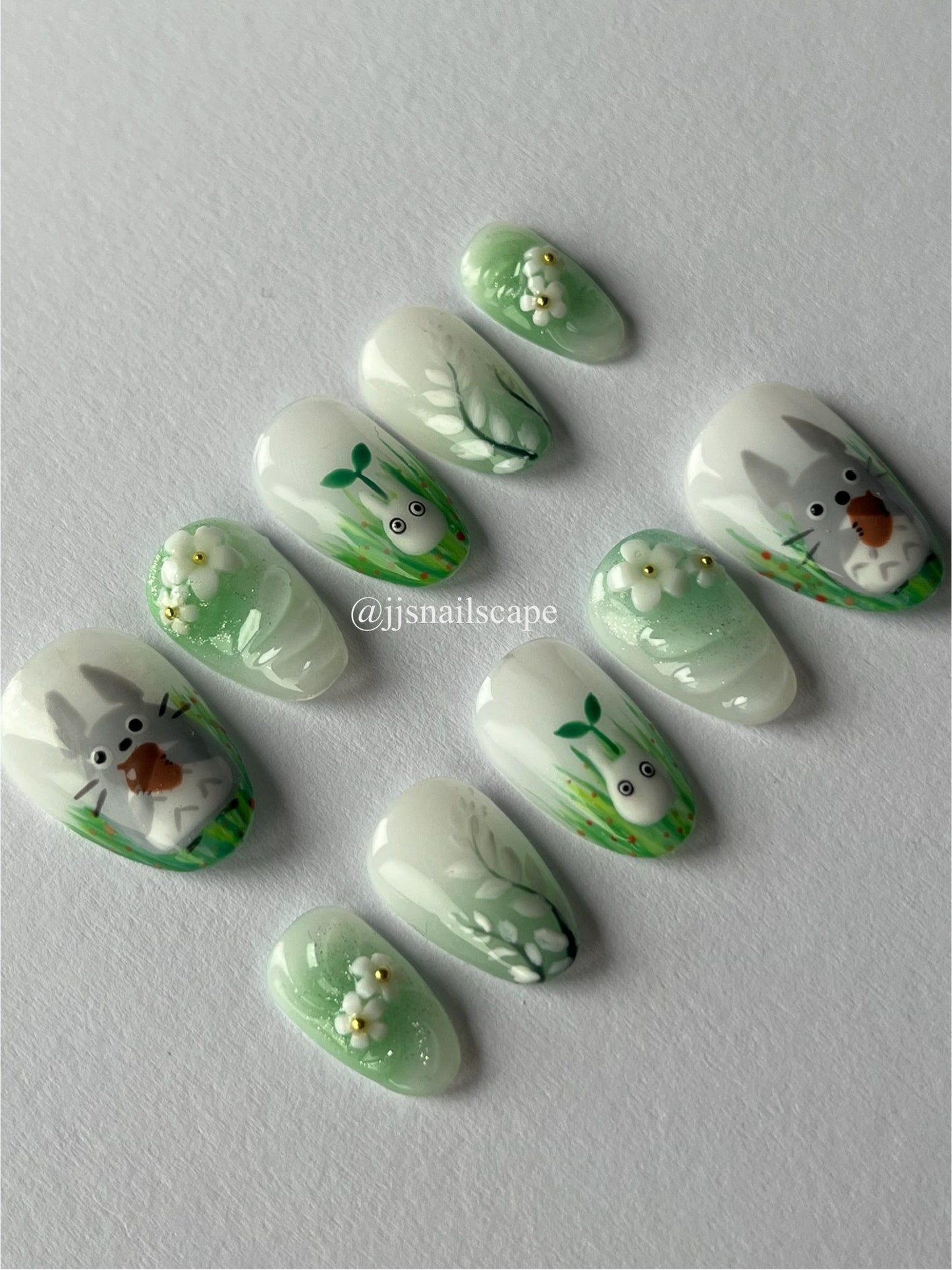 Green Totoro Nails