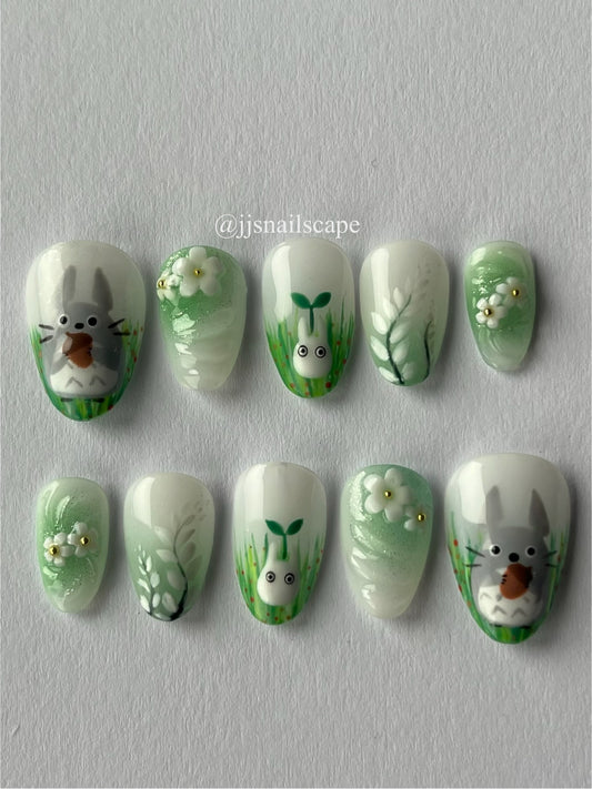 Green Totoro Nails