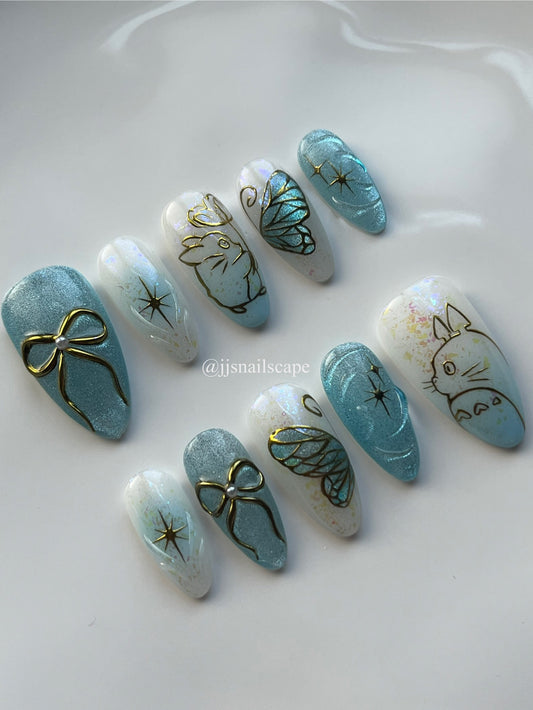 Blue Totoro Nails