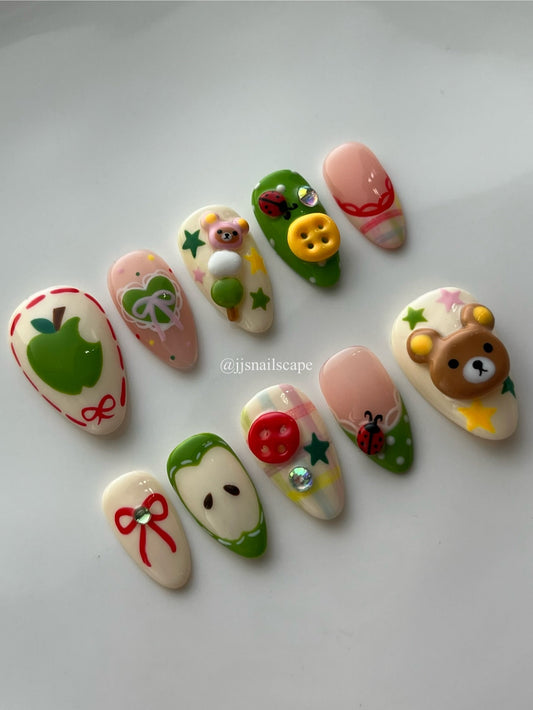 Green Apple Rilakkuma Nails