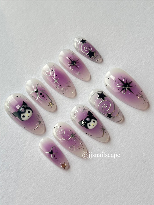 Purple Kuromi Nails