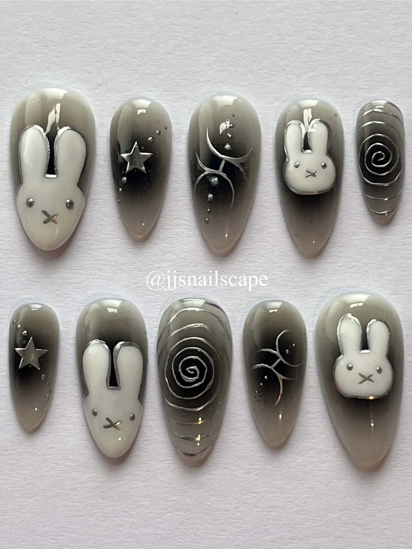 Silver Miffy Nails