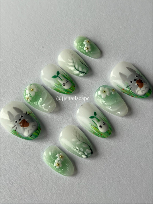 Green Totoro Nails
